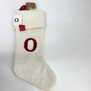 Wondershop Large Cream Knit Sweater Lined Christmas Stocking Letter O NEW
